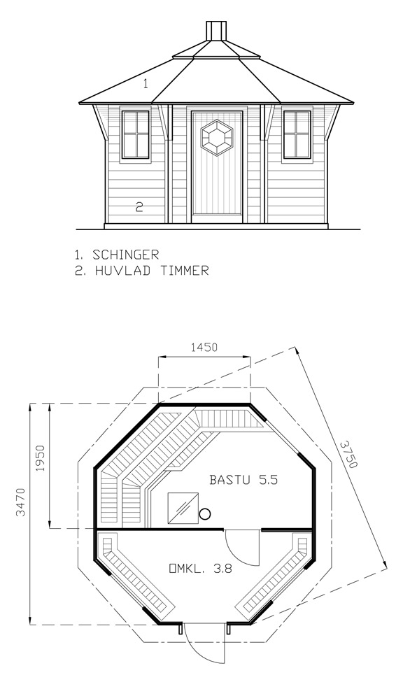 Sauna Stuga 10 m² mit Umkleide